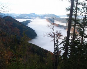 Endlich über der Nebelgrenze - Blick ins Ybbstal