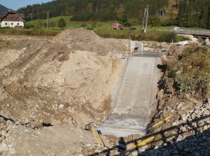Fundament für die Schnecke bei der Hagergrabenbrücke