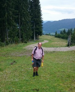 Beim Abstieg getroffen - Schwammerljäger Hans Mayr.
