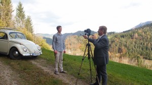 Michael Zettel - angereist mit seinem selbst umgebauten E-Käfer