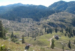 Blick zurück auf die Ybbstalerhütte